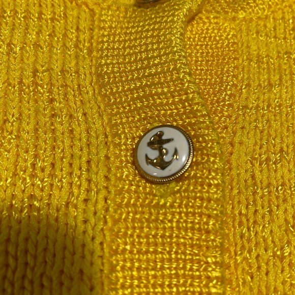 Vintage Nannell Knit Pullover Sweater M Yellow White Gold Buttons‎ Nautical - Picture 8 of 12